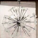 Lustre spoutnik en verre de Murano transparent