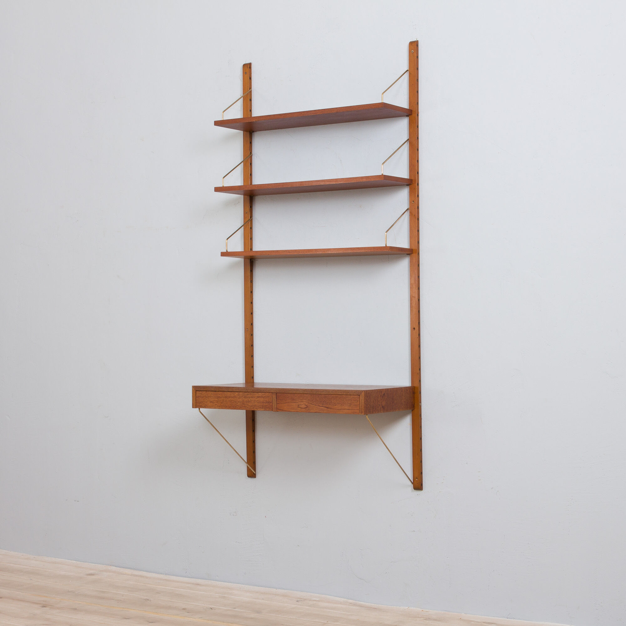 Poul Cadovius teak wall unit with a desk and 3 shelves, Denmark, 1960s