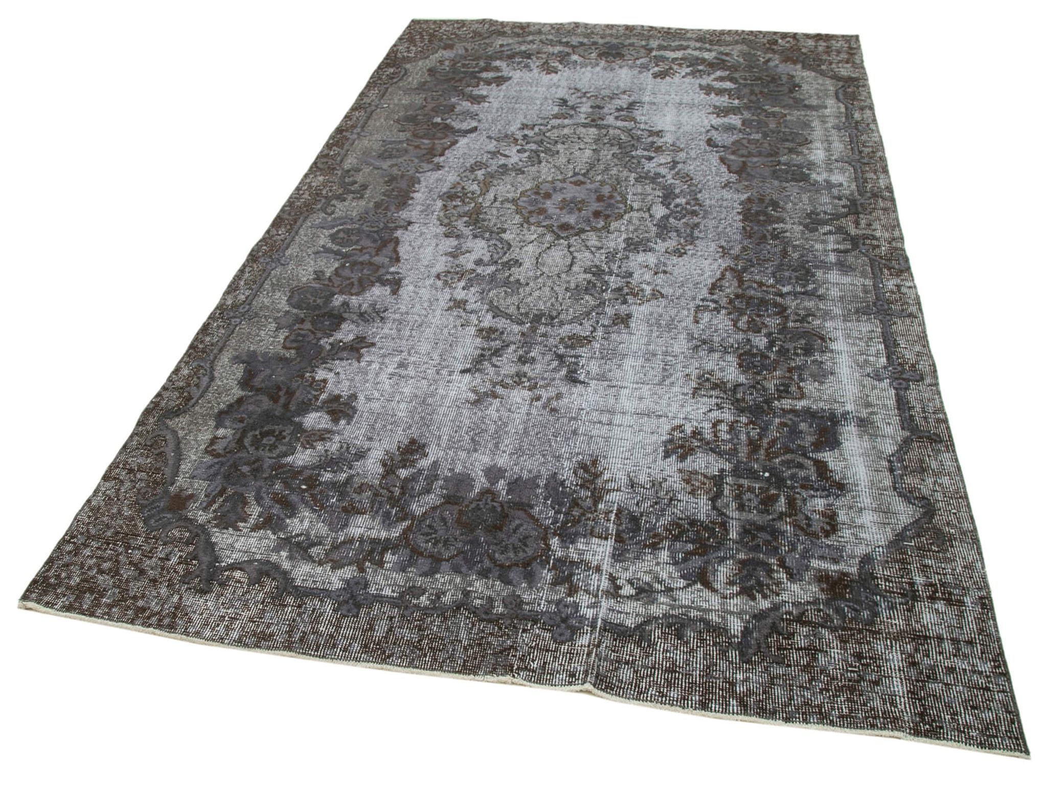Handmade unique anatolian 1980s 164 cm x 286 cm grey carpet