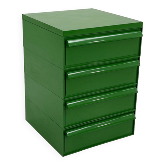 Green cabinet with 4 drawers model “4601” by Simon Fussell for kartell, 1970