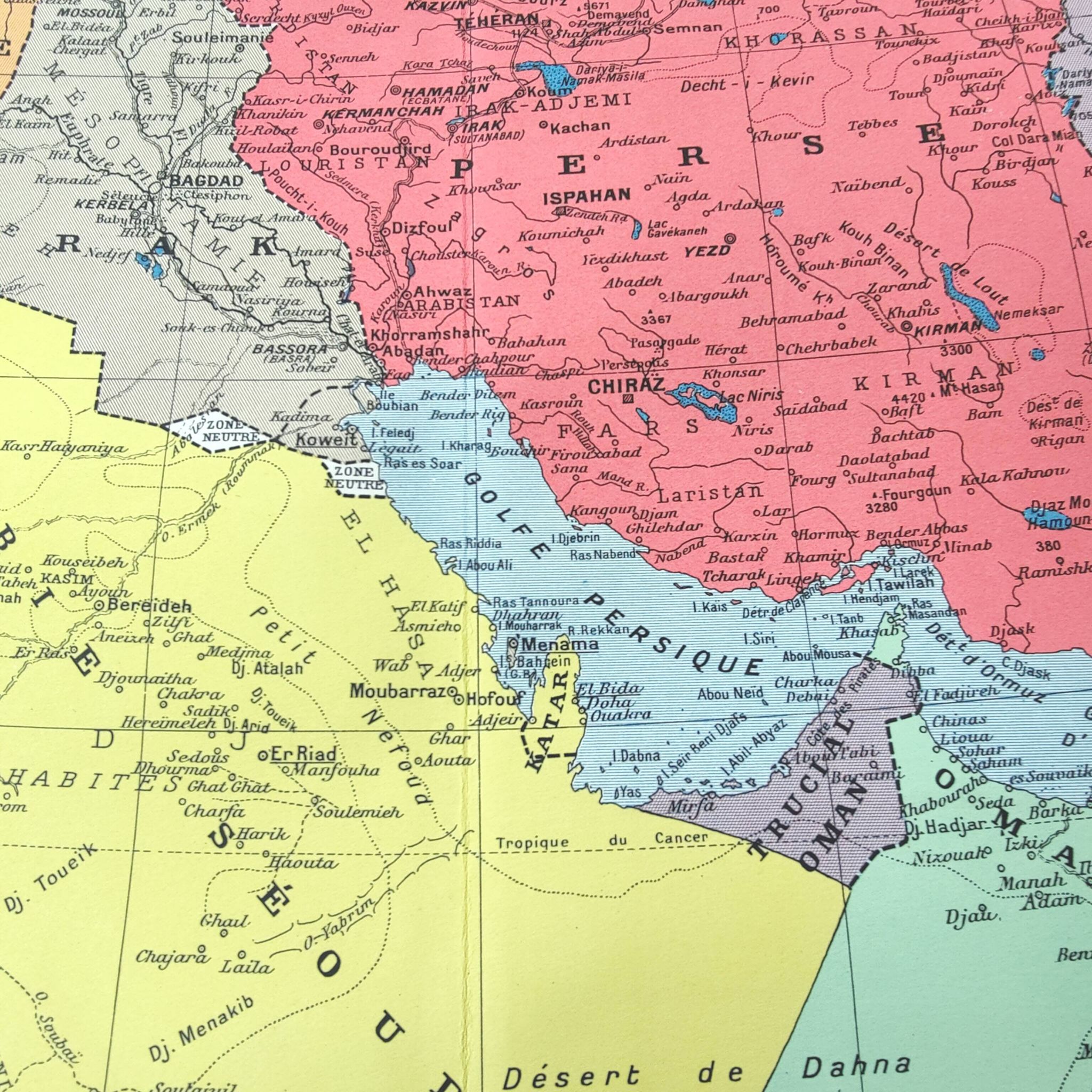 Vintage map of Western Asia 43x43cm from 1950