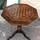 Table ancienne incrustée, jeu de dames, jeu d'échecs, Italie du XIXe siècle