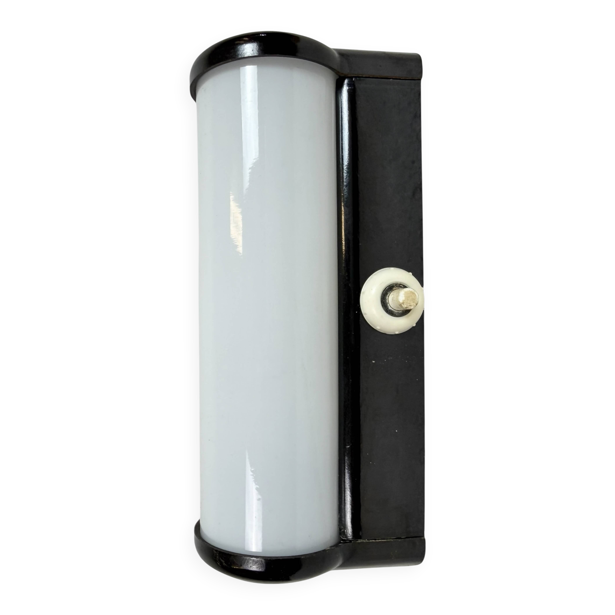 Industrial Brown Bakelite Wall Light with Milk Glass, 1950s