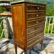 Chiffonnier /semainier en Acajou et loupe Époque XIX siècle