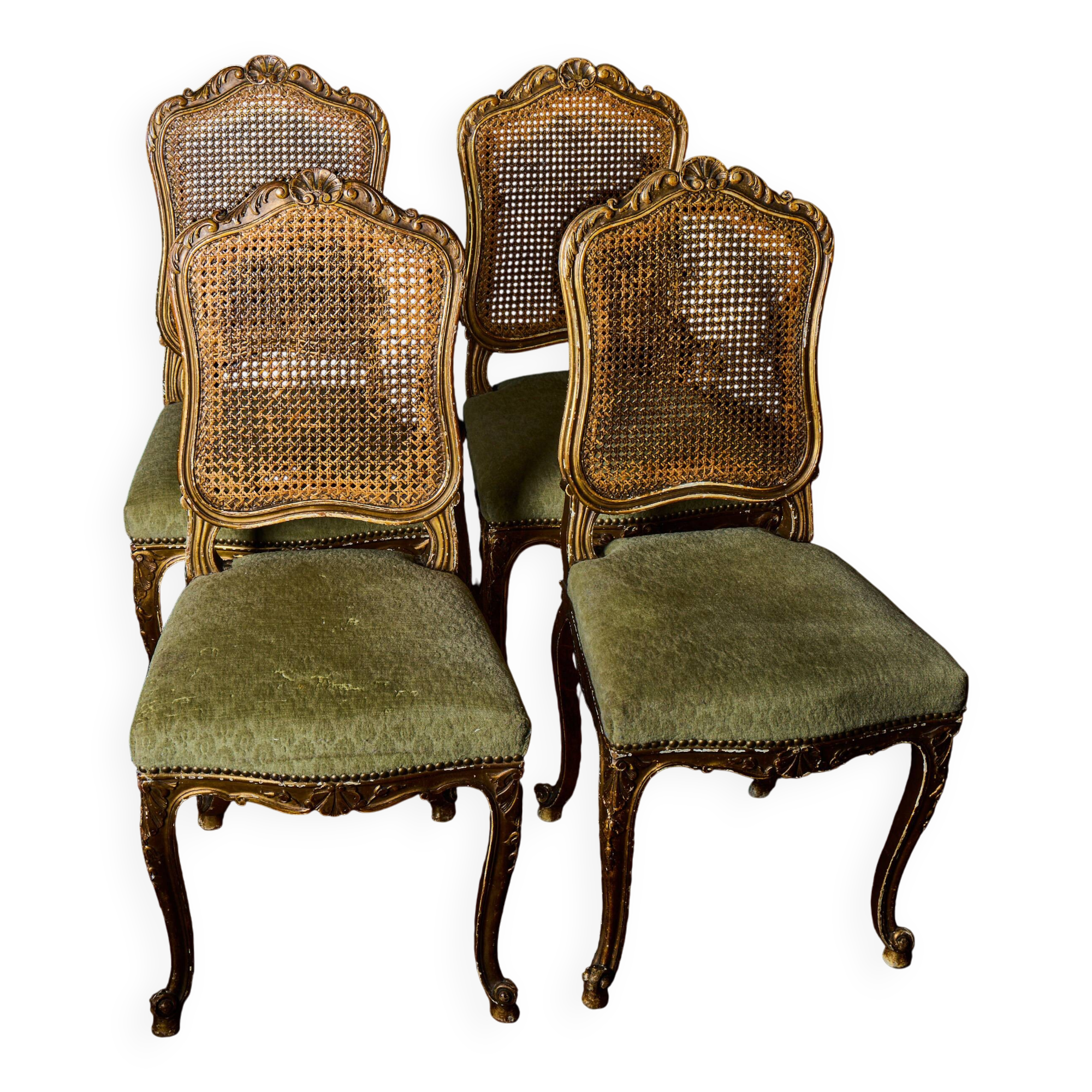 Set of 4 Louis XV style gilded chairs – Musician chair style
