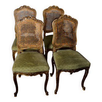 Lot de 4 chaises dorées style Louis XV – Style chaises de musiciens