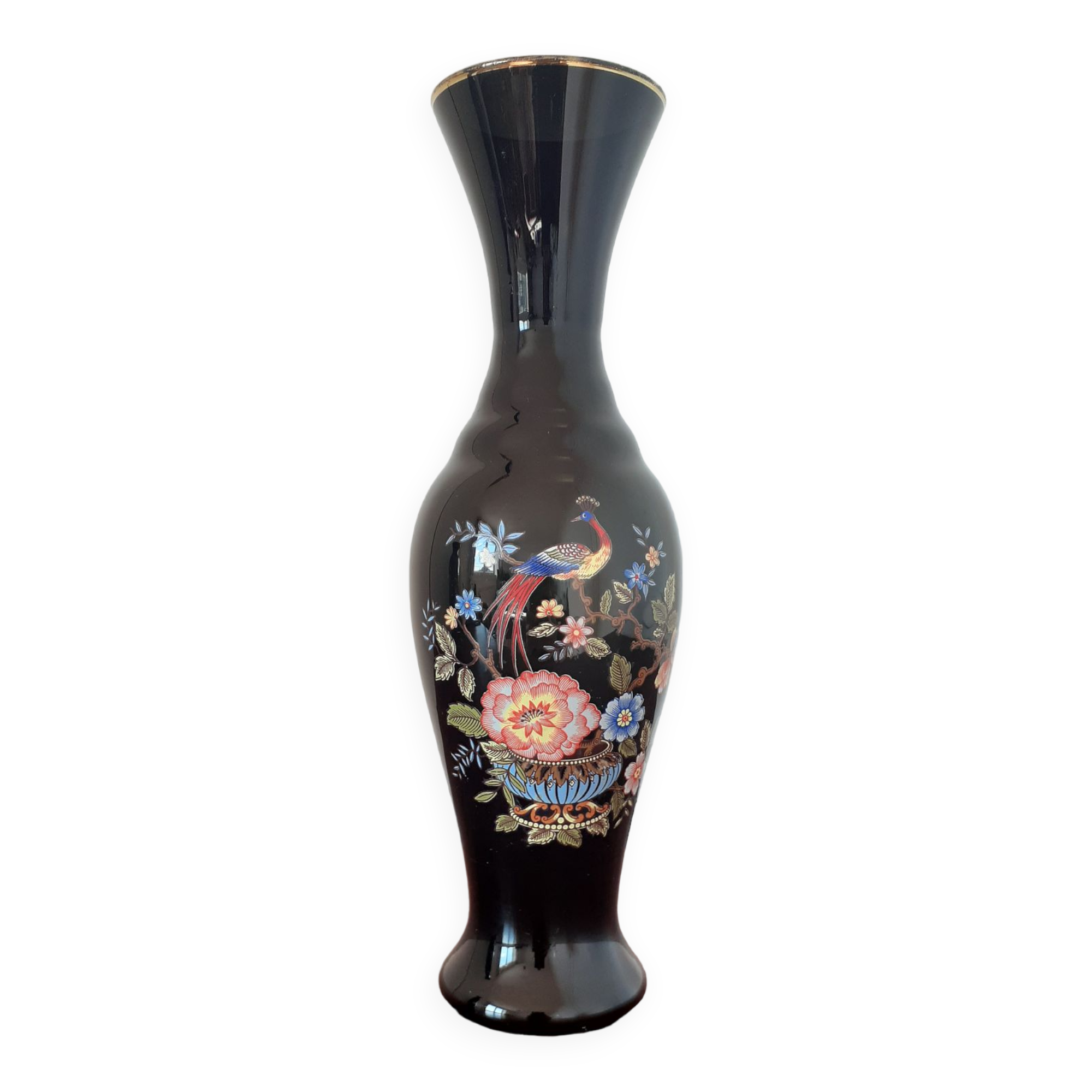 Black glass vase