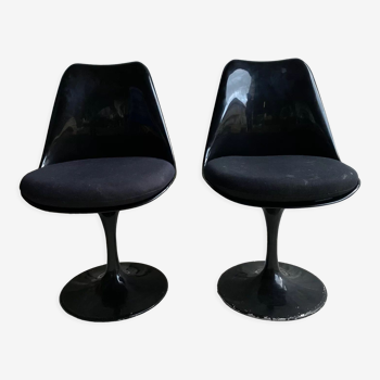 Paire de chaises tulipe noires