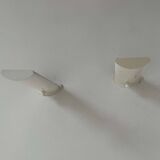 Pair of vintage wall lights with variable intensity, white lacquered metal, France 1970