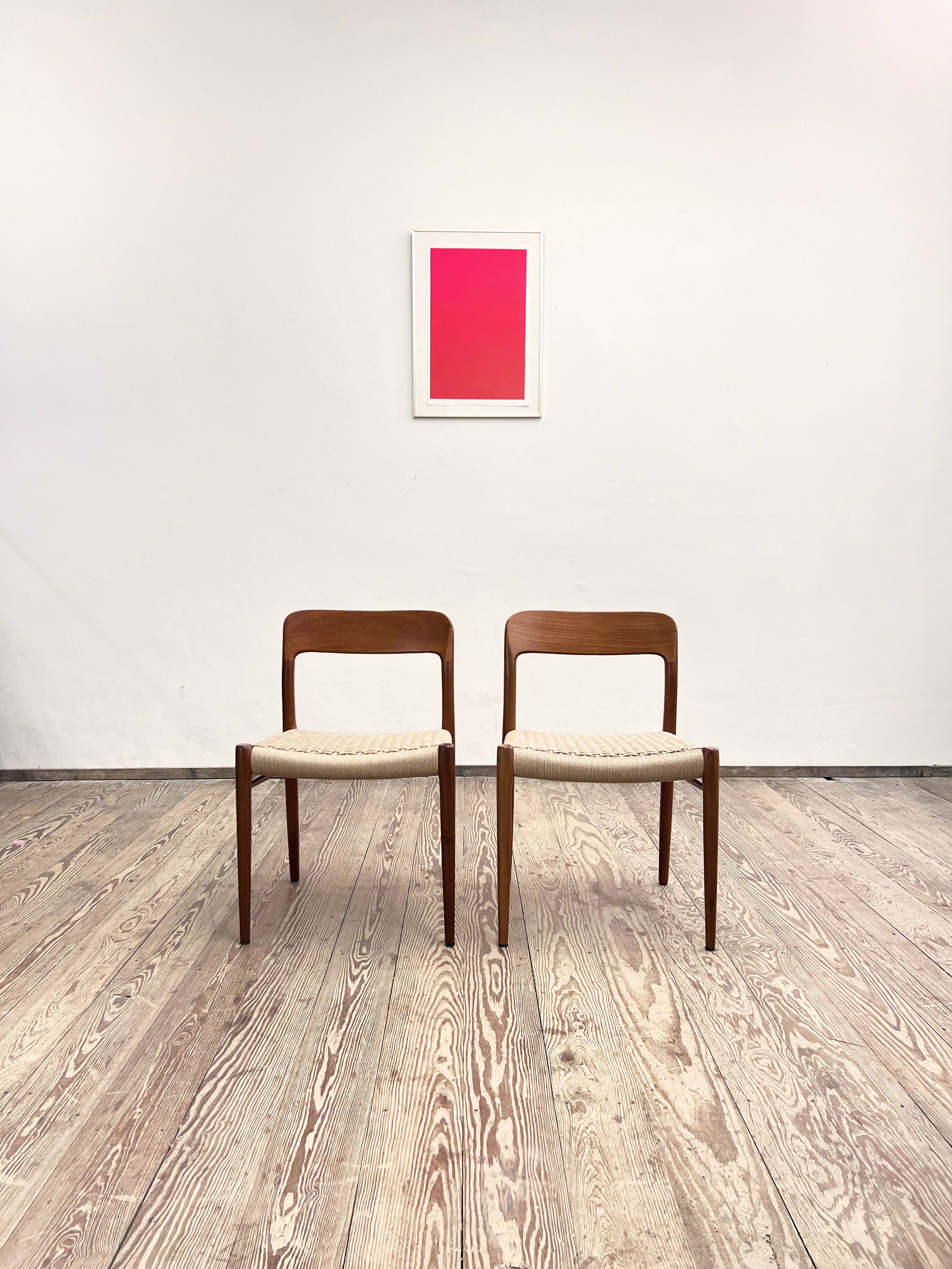 Mid-Century Model 75 Chairs in Teak by Niels O. Møller for J.L. Moller, 1950, Set of 2