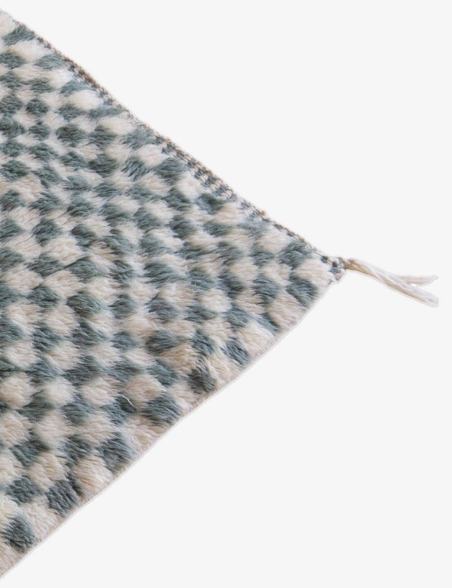 Tapis Vert Sauge à Damier Beni Mrirt - 276 x 179 cm