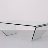 curved Glass coffee table 1980s Italy