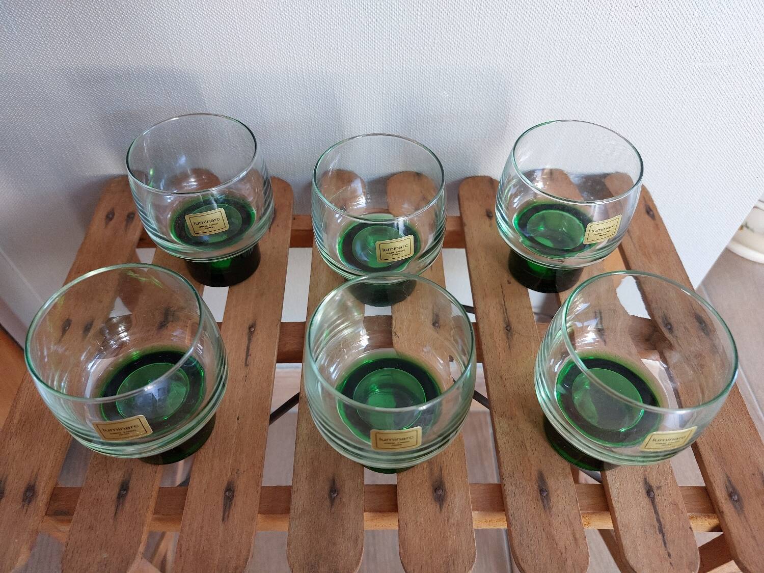 6 verres à vin Luminarc pied vert