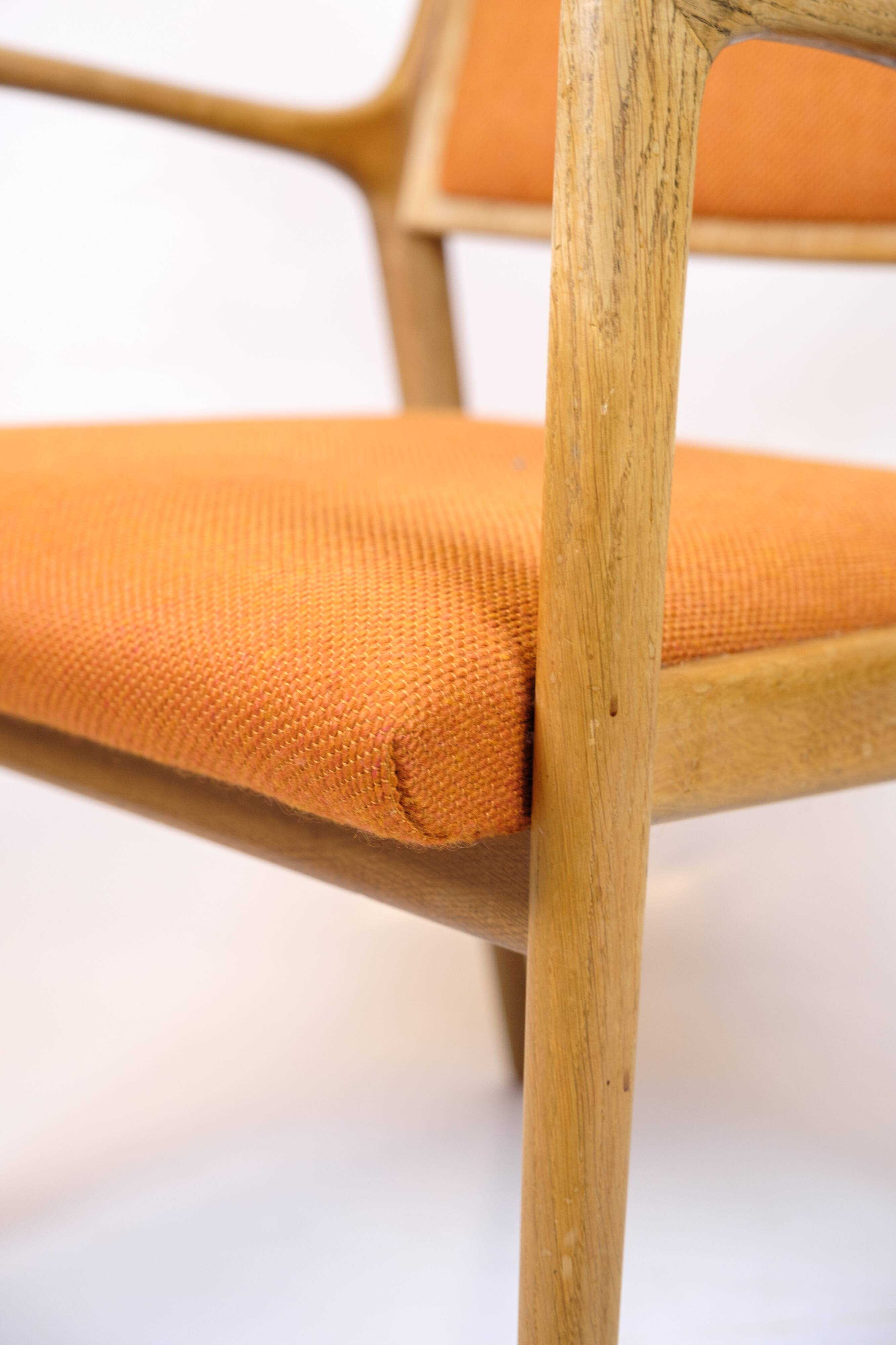 Armchair - Oak - Upholstered in orange fabric - Karl Erik Ekselius - JOC Vetlanda - Swedish design - 1960s