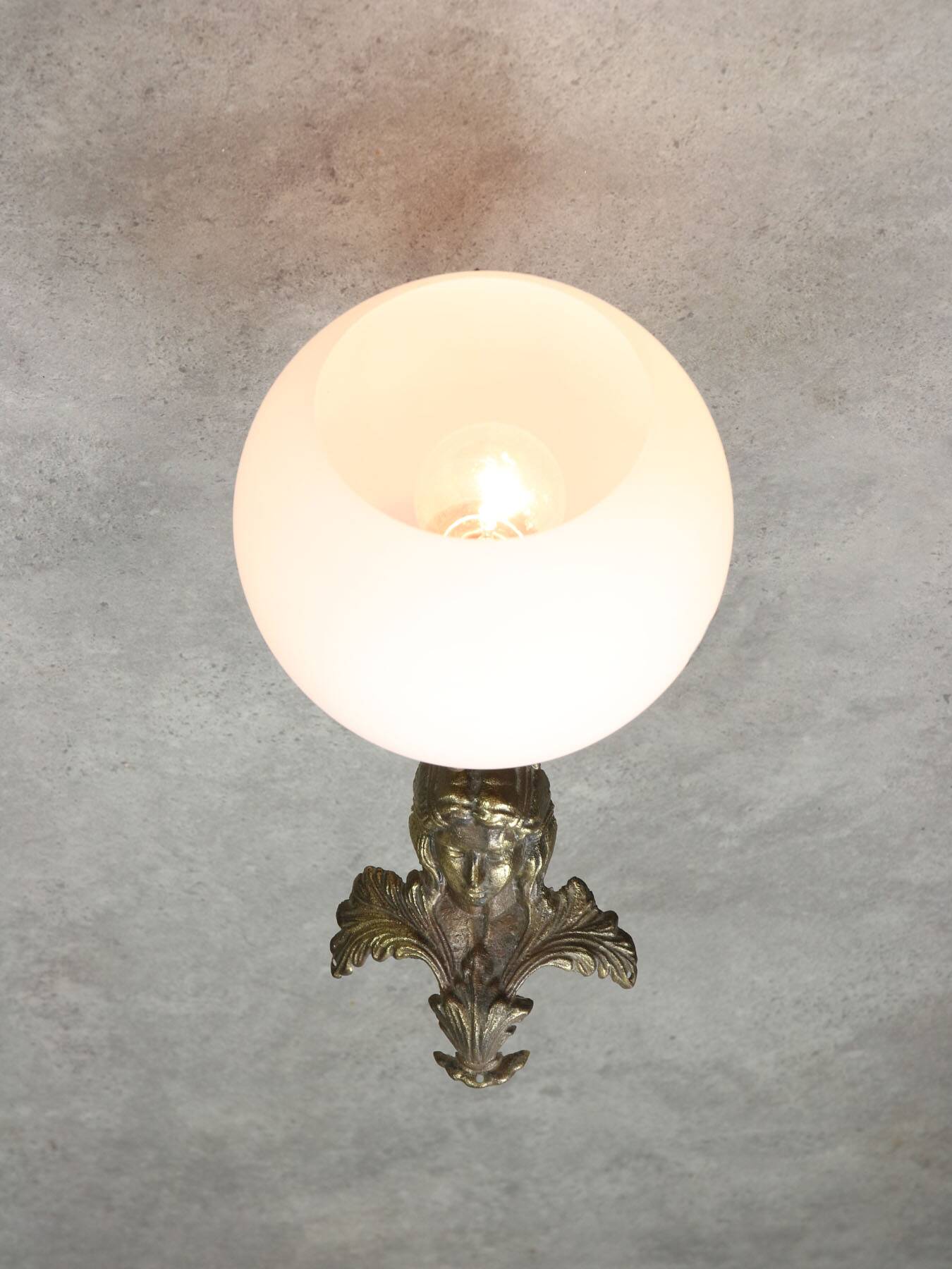 Antique Italian Figural Brass Wall Lamp, set of 2