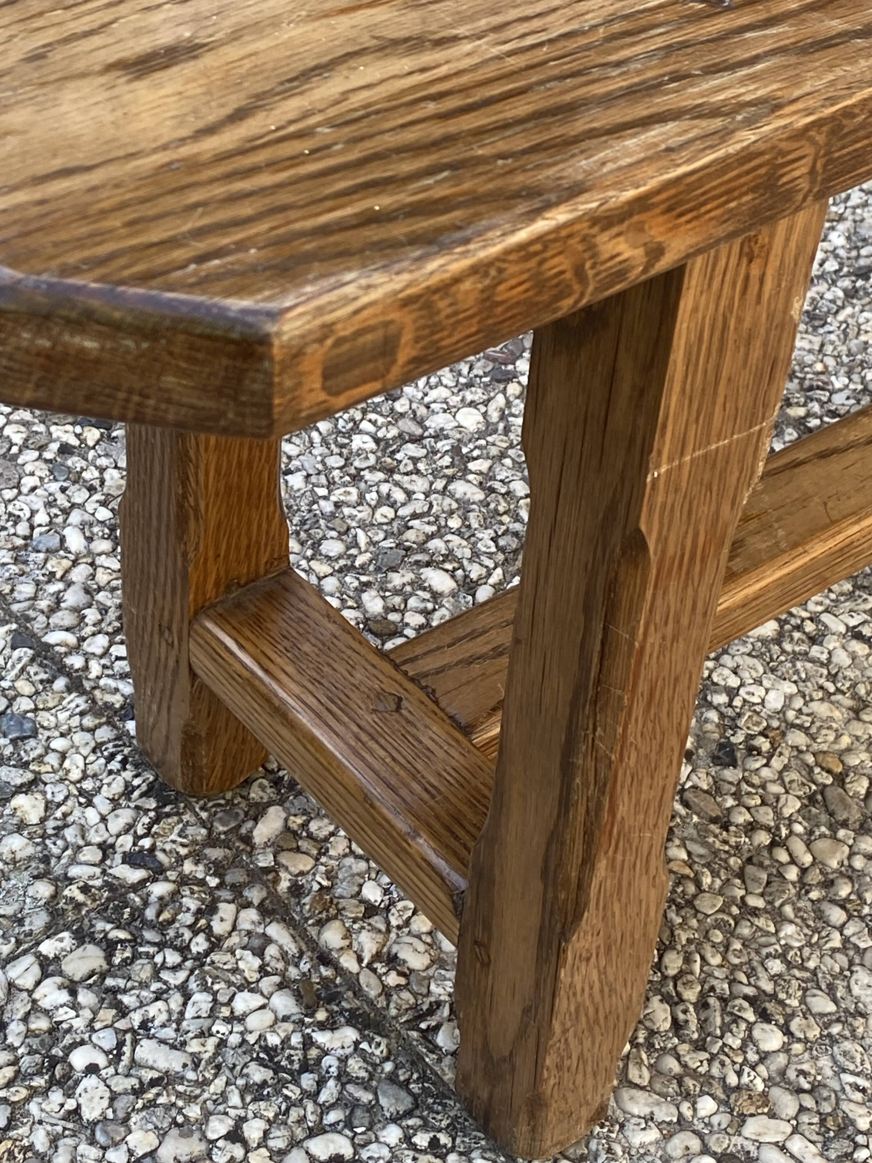 Solid oak farmhouse bench 220cm for rustic farmhouse table 1950