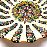 Ancien plat sur pied signé Pesaro Italia années 20 multicolore
