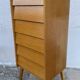 Vintage 1960s chest of drawers with compass legs and 6 slanted drawers