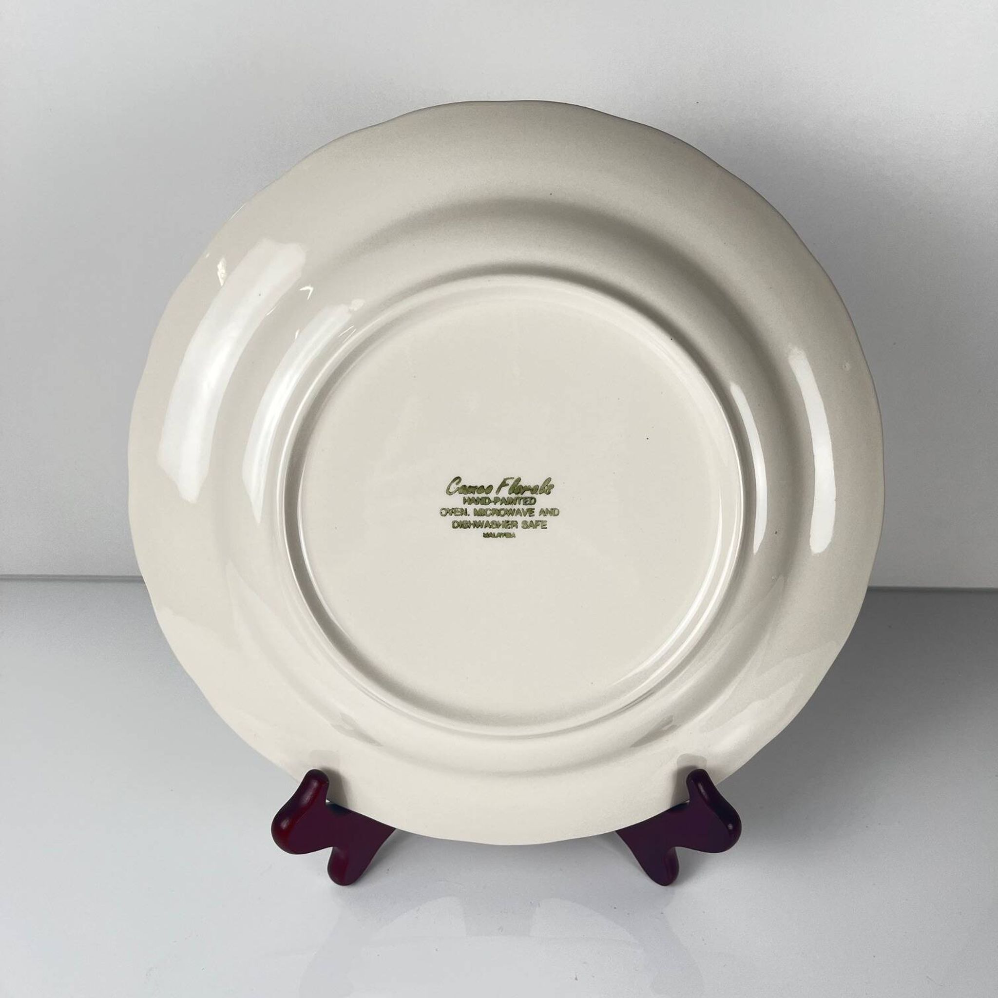 Set of 8 large porcelain plates Cameo Florals Malaysia 1970–90