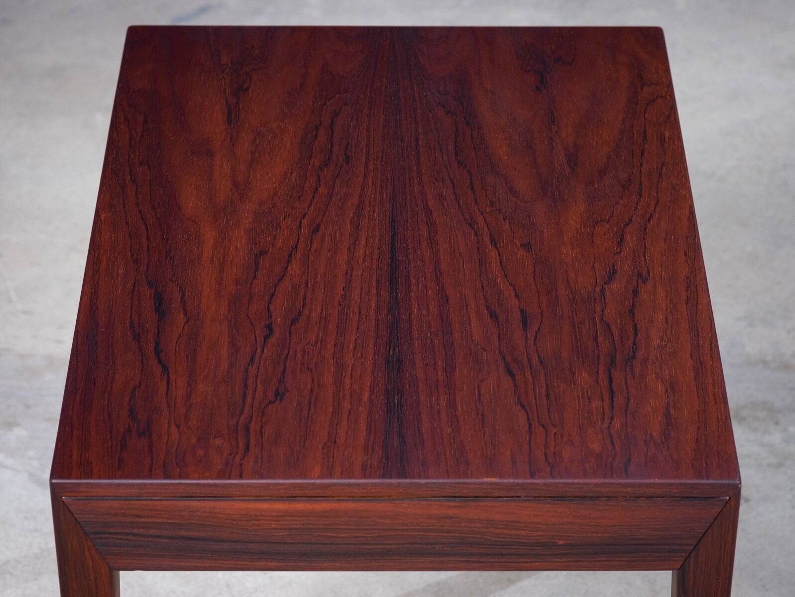 Side Table with Drawer in Rosewood by Severin Hansen for Haslev Møbelsnedkeri, 1950s