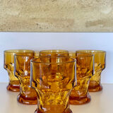 6 amber smoked glass orangeade glasses made in Italy