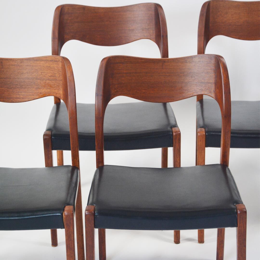 Set of four Niels Møller chairs Model 71 for J.L Møller
