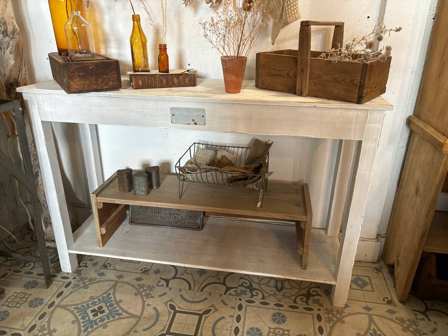 White patinated console