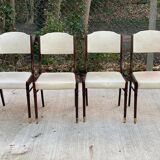 4 Scandinavian chairs in solid wood and white imitation leather