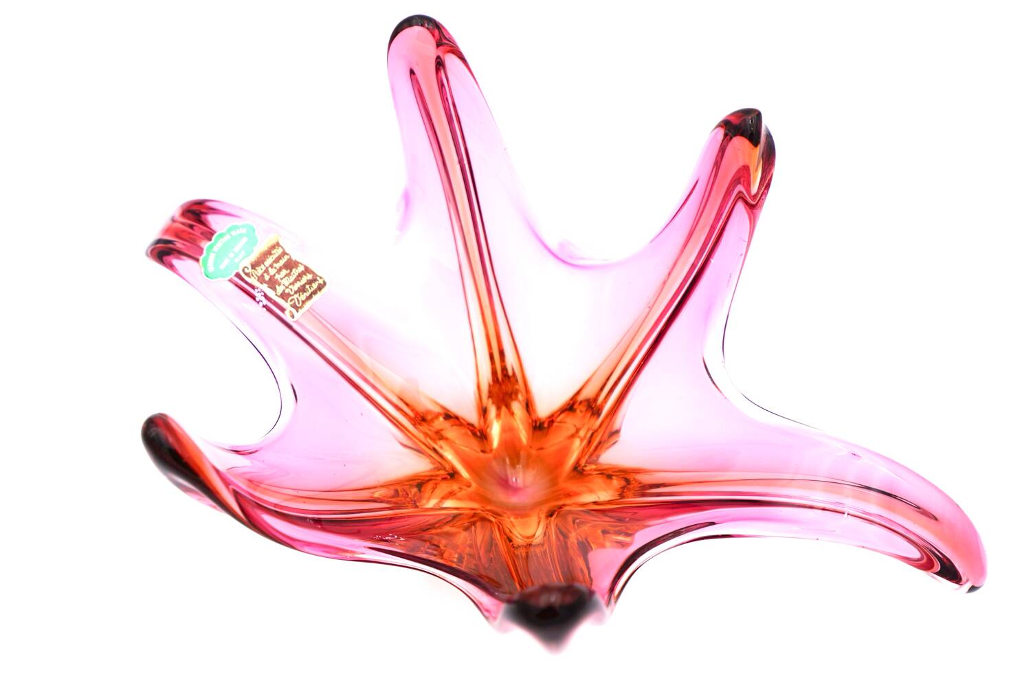 "Starfish" bowl by Murano – Fuchsia Pink & Amber – Circa 1960