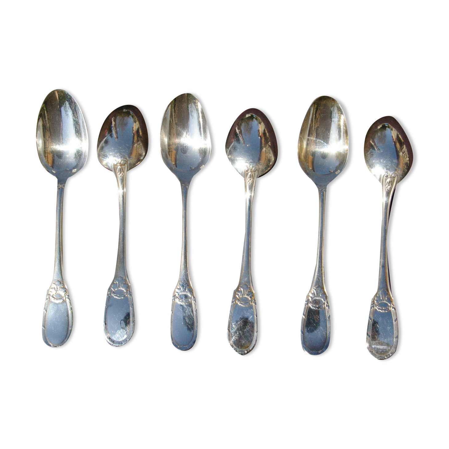 6 silver metal spoons louis XVI style