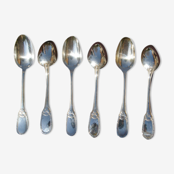6 silver metal spoons louis XVI style