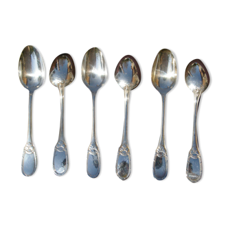 6 silver metal spoons louis XVI style