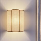 Pair of linen and velvet trim wall lights