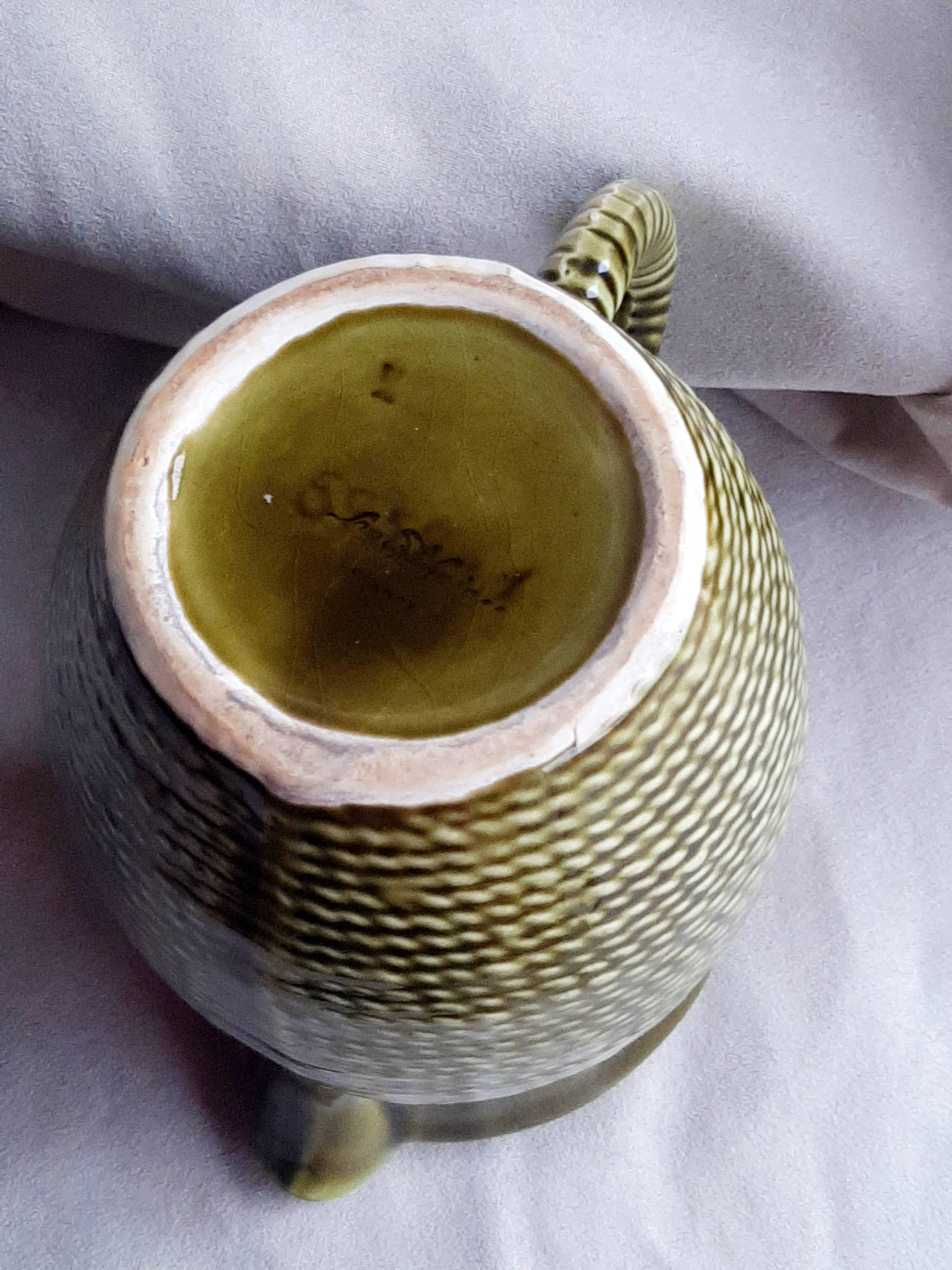 Kaki ceramic jug from Sarreguemines
