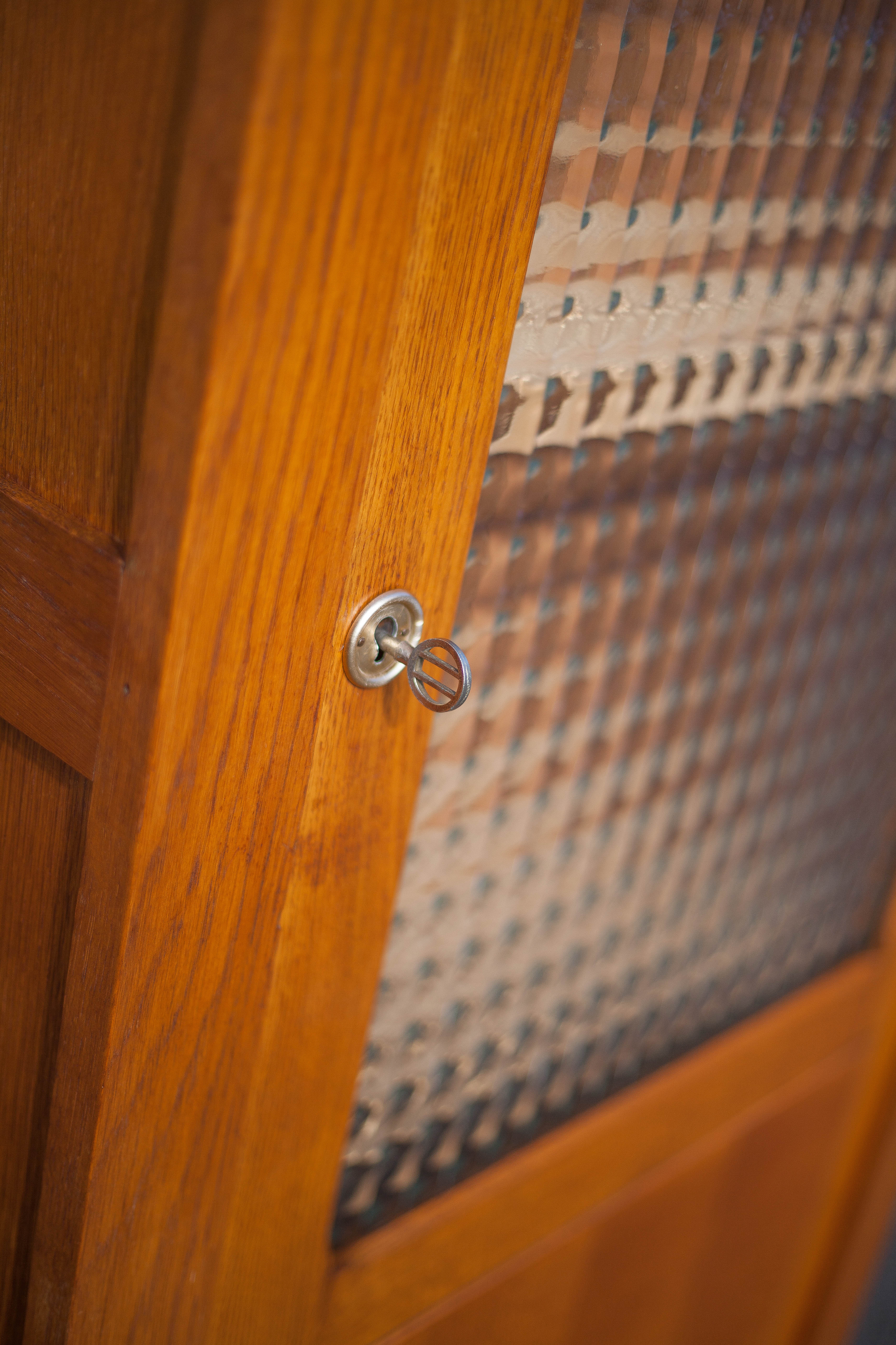 Hosiery, glazed school cabinet