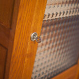Hosiery, glazed school cabinet