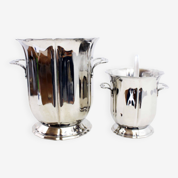 Vintage stainless steel champagne bucket and ice bucket