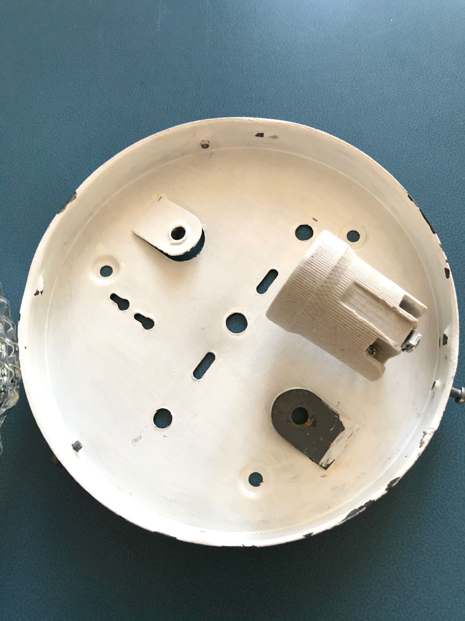 Round cast glass ceiling light