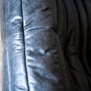 Black leather 3-seat Togo sofa attributed to Michel Ducaroy for Ligne Roset
