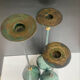 Postmodern metal candlestick trio
