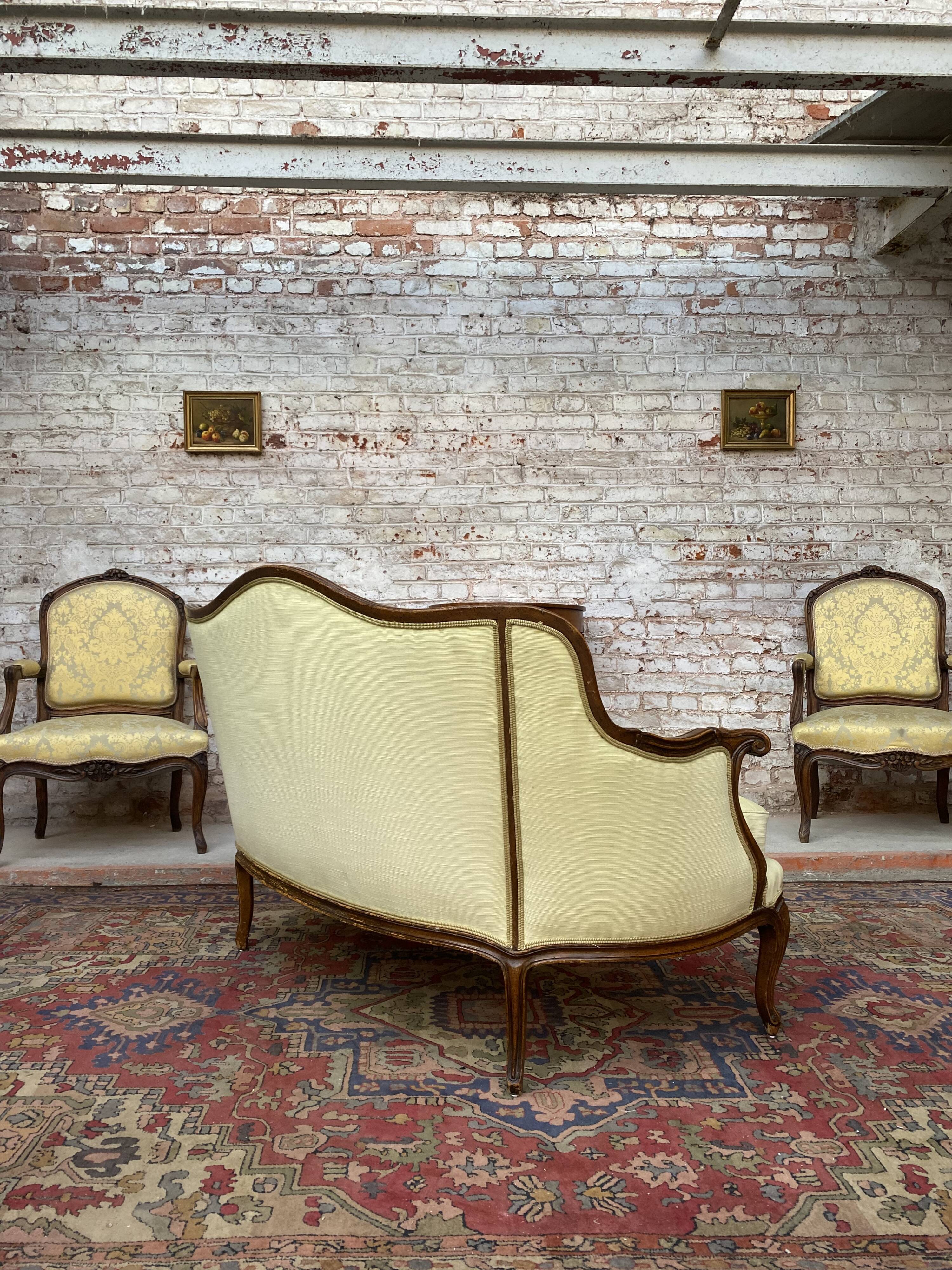 Sofa in natural wood style Louis XV XIX th century