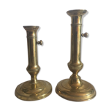Set of 2 brass adjustable candleholders