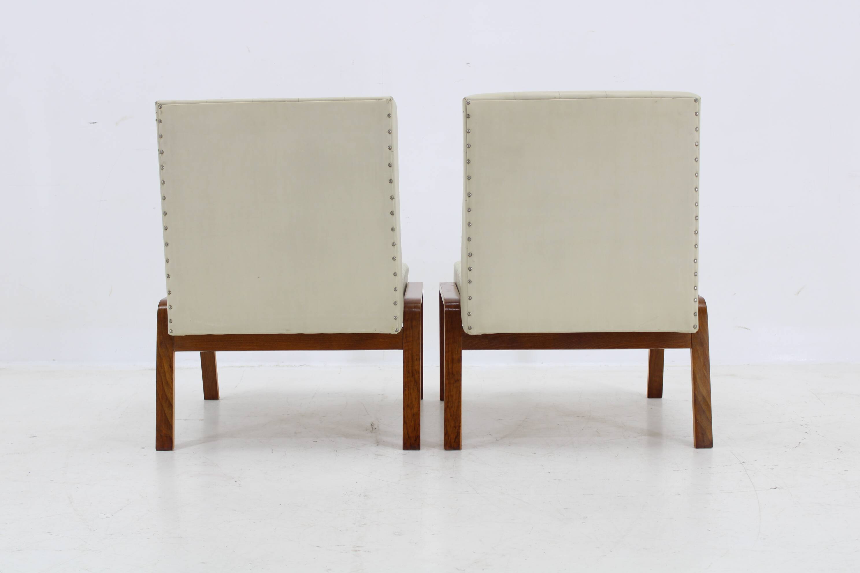 1970s Ludvik Volak Pair of Side Chairs by Drevopodnik Holesov , Czechoslovakia