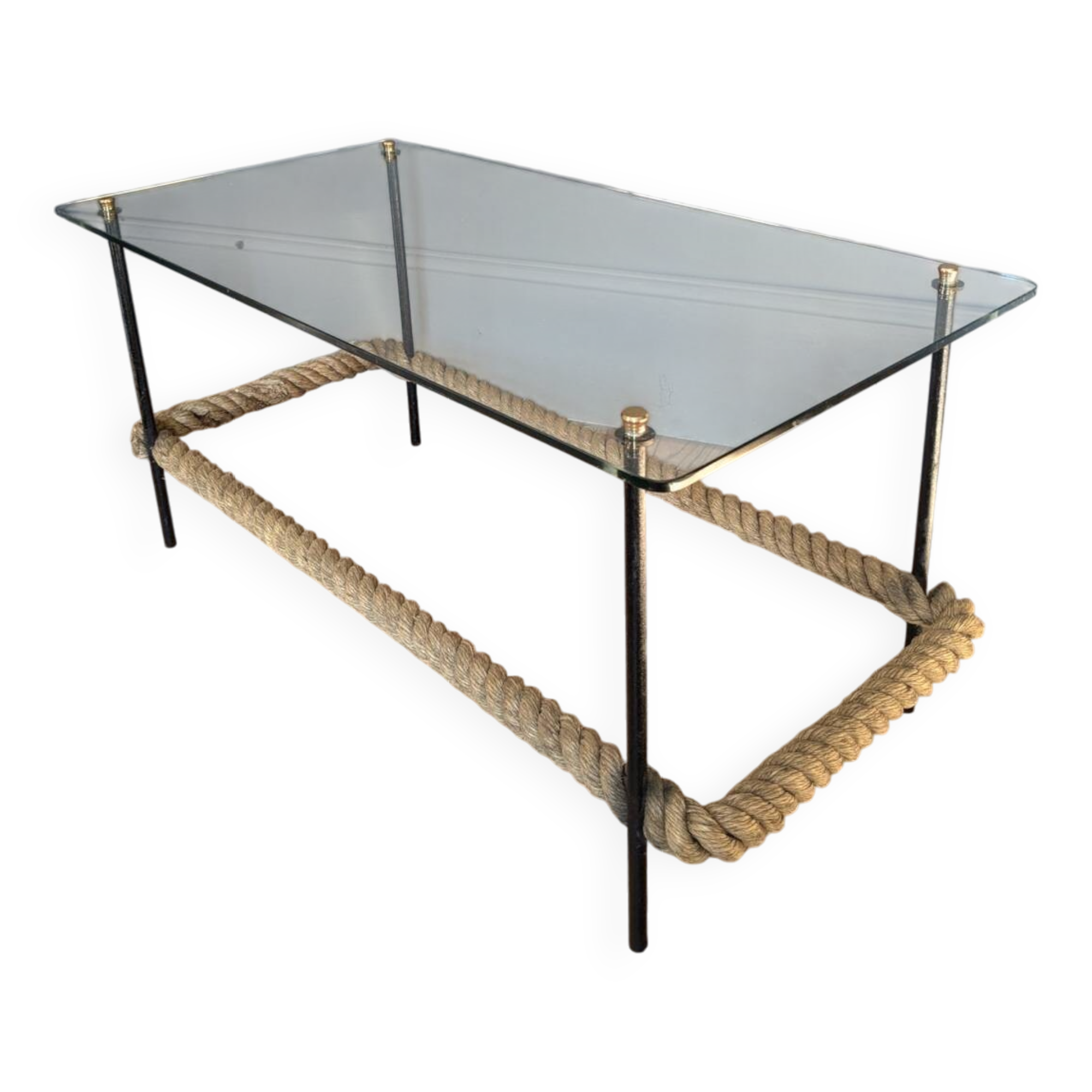 50s metal and rope coffee table
