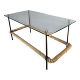 50s metal and rope coffee table