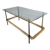 50s metal and rope coffee table
