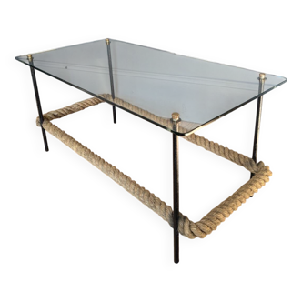 50s metal and rope coffee table