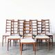 8 chaises vintage danoises teck modèle Lis, Niels Koefoed, 1960 1970