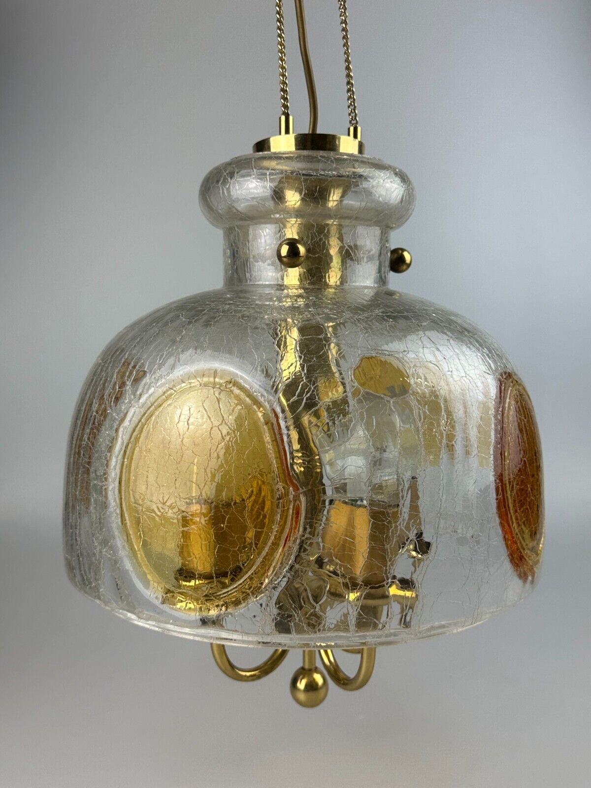 1960's 1970's brutalist ceiling lamp pendant lamp brass & murano glass