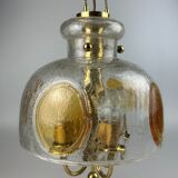 1960's 1970's brutalist ceiling lamp pendant lamp brass & murano glass